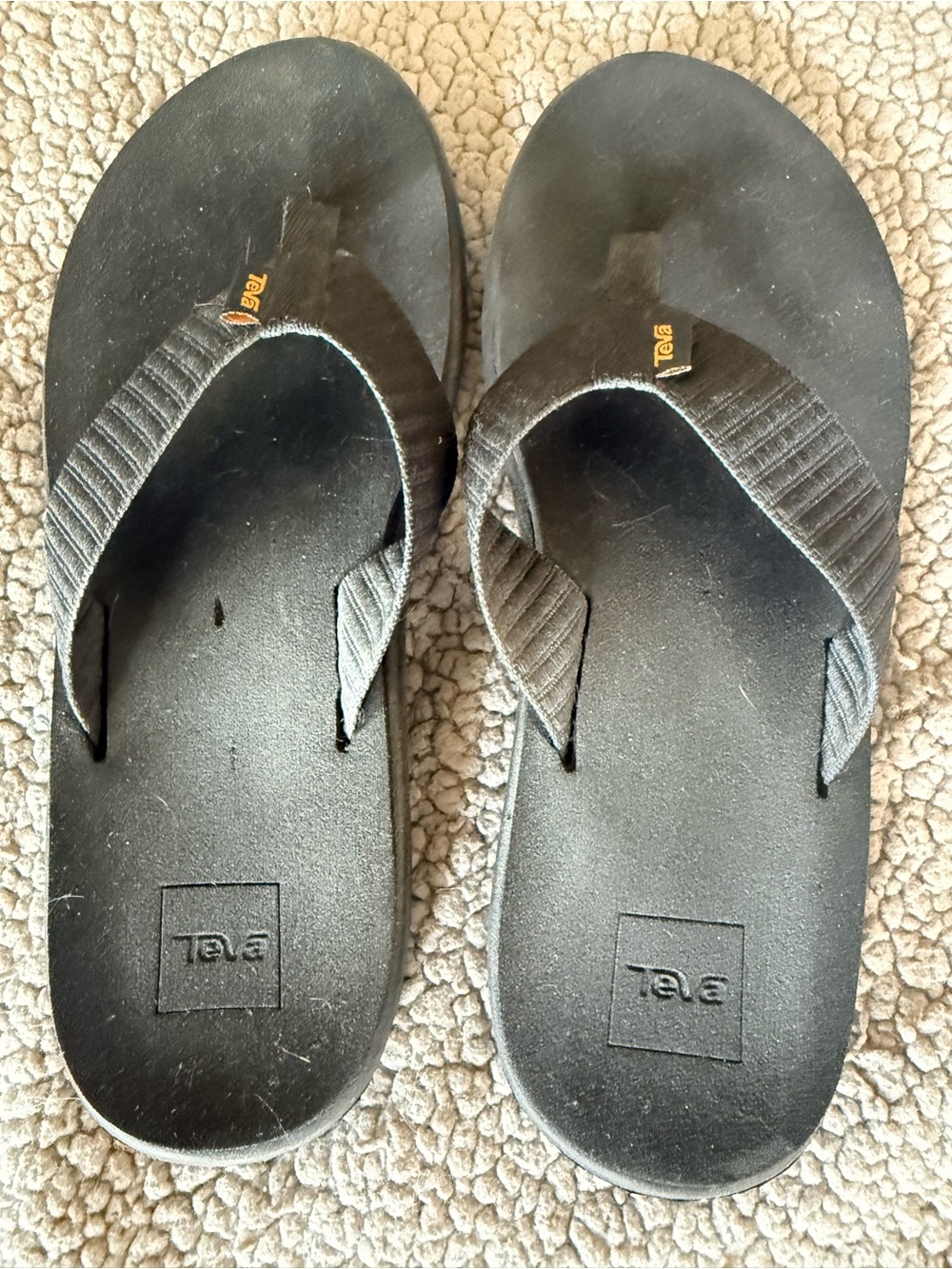 Teva Black Platform Flip Flop Sandals with Subtle Logo
